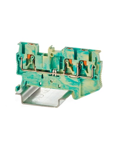 Клемма заземления, 3 точки подключения, 2.5 кв.мм (VPR-2.5-TWIN-PE-YG). Клемма заземления, зажим push-in. ДКС в Рязани