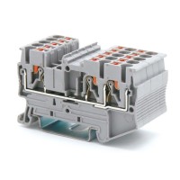 Клемма проходная, зажим push-in, 3 точки подключения, 2.5 кв.мм, серая (VPR-2.5-TWIN-GY). Клемма проходная, 3 точки подключения. ДКС