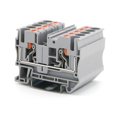 Клемма проходная, зажим push-in, 2 точки подключения, 6 кв.мм, серая (VPR-6-GY). Клемма проходная, 2 точки подключения. ДКС