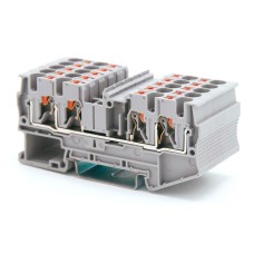Клемма проходная, зажим push-in, 4 точки подключения, 4 кв.мм, серая (VPR-4-QUATTRO-GY). Клемма проходная, 2 точки подключения. ДКС