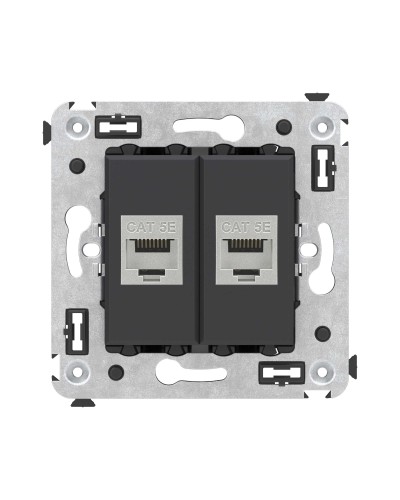 Розетка RJ-45 в стену, кат.6E, Avanti, двойная, черная матовая (4412764). Розетка компьютерная. ДКС в Рязани