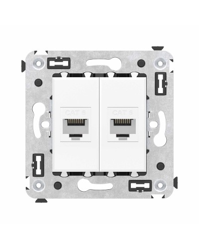 Розетка RJ-45 в стену, кат.6E, Avanti, двойная, белое облако (4400694). Розетка компьютерная. ДКС в Рязани