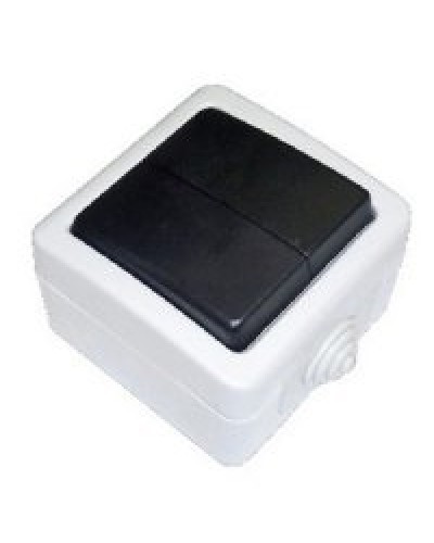 Переключатель двухклавишный 2-полюсный с 2 мест EF602SA, серый, LK Aqua (80006). Переключатель. Экопласт в Рязани