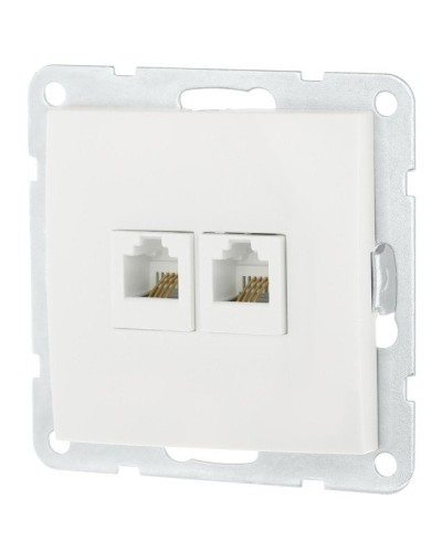 Розетка телефонная двойная 2xRJ-12 с накладкой, белый LK60 (865604-1). Розетка телефонная. Экопласт в Рязани