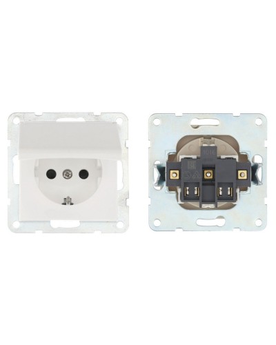 Розетка с з/к, шторками и крышкой, белый LK80 (843404-1). Розетка. Экопласт в Рязани