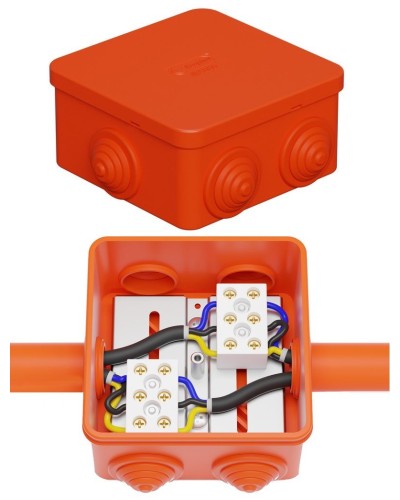 Коробка JBS080 85х85х50, 6 вых., 4P (0,15-10,0 мм²) (43311HF). Коробка монтажная, огнестойкая, без галогена. Экопласт в Рязани