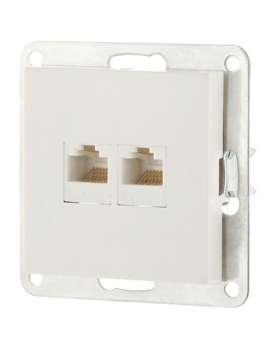 Розетка 2xRJ-45 кат.5е с накладкой, белый LK80 (846204-1). Розетка компьютерная двойная. Экопласт в Рязани