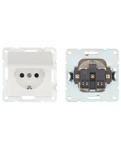 Розетка с з/к, шторками и крышкой, белый LK60 (863404-1). Розетка. Экопласт в Рязани