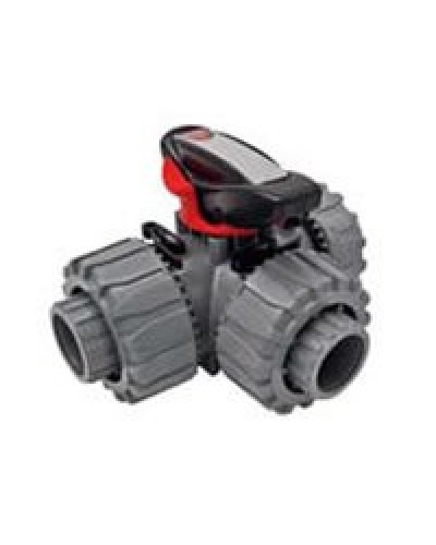 Ecoplast Кран шаровой трехходовой ПВХ D25 (уплотнение TPV, остальное EPDM) с муфтовым окончанием (49448). Кран шаровой, с муфтовым окончанием. Экопласт в Рязани