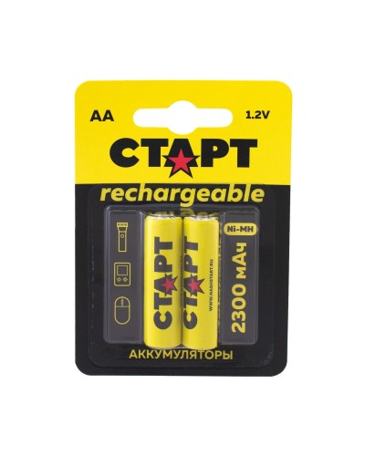 СТАРТ HR6 (AA, 2300 mah), упак. 2 шт. БЛИСТЕР. Перезаряжаемые аккумуляторы. СТАРТ в Рязани