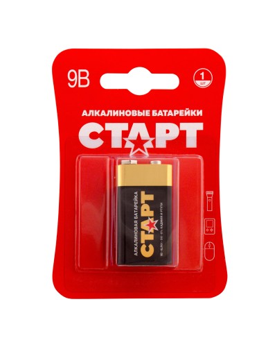 СТАРТ 6LR61-BL1 (9 В, Крона,  6LR61), БЛИСТЕР. Алкалиновая батарейка. СТАРТ в Рязани