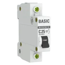 Автоматический выключатель 1P 25А (C) 4,5кА ВА 47-29 Basic (mcb4729-1-25C). Автоматический выключатель. EKF