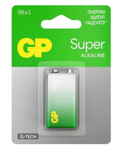 GP Super Alkaline 9V Крона (GP 1604AA21-5CRSBC1), БЛИСТЕР. Алкалиновая батарейка. GP Batteries в Рязани