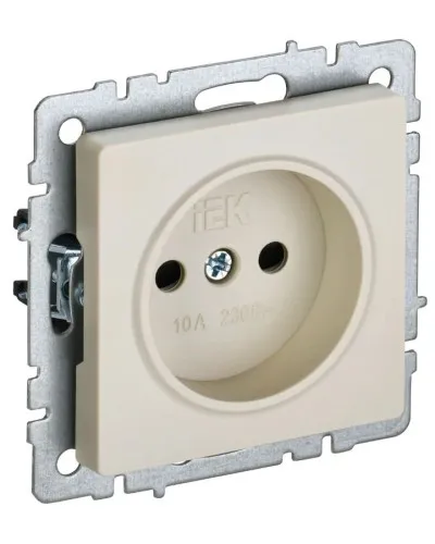 Розетка без з/к РСш10-2-БрКр бежевый BRITE (BR-R13-10-K10). Розетка без заземления с защитными шторками. IEK в Рязани