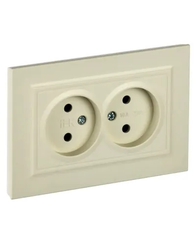 Розетка 2-местная без з/к РС12-2-БрКр бежевый BRITE (BR-R20-10-K10-F). Розетка без заземления без защитных шторок в сборе. IEK в Рязани