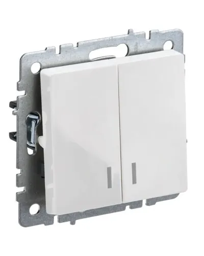 Выключатель 2-клавишный ВС10-2-1-БрБ белый BRITE (BR-V20-1-10-K01). Выключатель с индикацией. IEK в Рязани