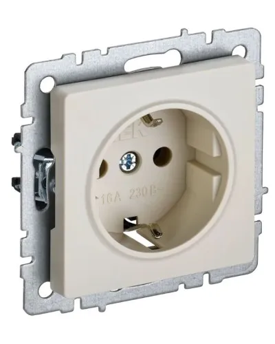 Розетка без з/к РС11-1-0-БрКр бежевый BRITE (BR-R11-16-K10). Розетка без заземления без защитных шторок. IEK в Рязани