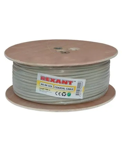 RG-8X, 50 Ом, CCS/Al/A, 75% (01-2021). Кабель коаксиальный радиочастотный. Rexant в Рязани