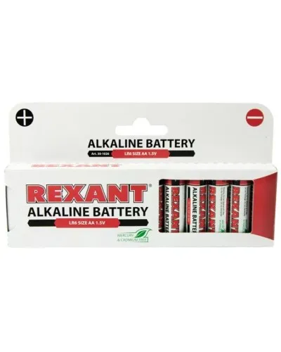 Алкалиновая батарейка AA/LR6 1,5 V 12 шт. REXANT (30-1026). Элемент питания. Rexant в Рязани