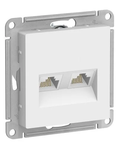 AtlasDesign розетка RJ45+RJ45, 2-местная, скрытой установки, механизм, белый (ATN000185). Розетка компьютерная. Systeme Electric в Рязани