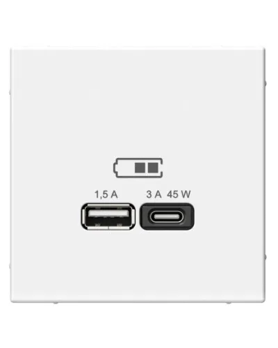 ArtGallery розетка USB тип-A+C 45Вт, скрытой установки, механизм, белый (GAL000129). Розетка USB. Systeme Electric в Рязани