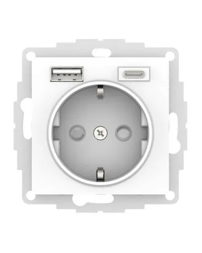 AtlasDesign розетка 1-местная с 2 USB A+C, скрытой установки, механизм, белый (ATN000132). Розетка с USB. Systeme Electric в Рязани