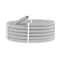 Труба ПВХ тяжелая серая D40 (91540). Труба гофрированная с протяжкой, не распространяющая горение. ДКС