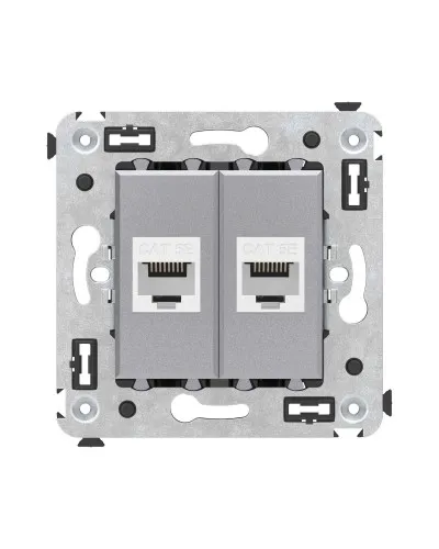 Розетка RJ-45 в стену, кат.5E, Avanti, двойная, закаленная сталь (4404664). Розетка компьютерная. ДКС в Рязани