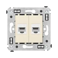 Розетка RJ-45 в стену, кат.5E, Avanti, двойная, ванильная дымка (4405664). Розетка компьютерная. ДКС