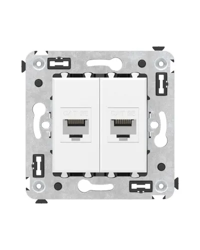 Розетка RJ-45 в стену, кат.5E, Avanti, двойная, белое облако (4400664). Розетка компьютерная. ДКС в Рязани