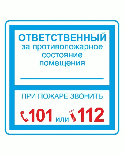 Плёнка (В 02) ответственный за противопожарное состояние (200х200). Пленка. Прочие российские в Рязани